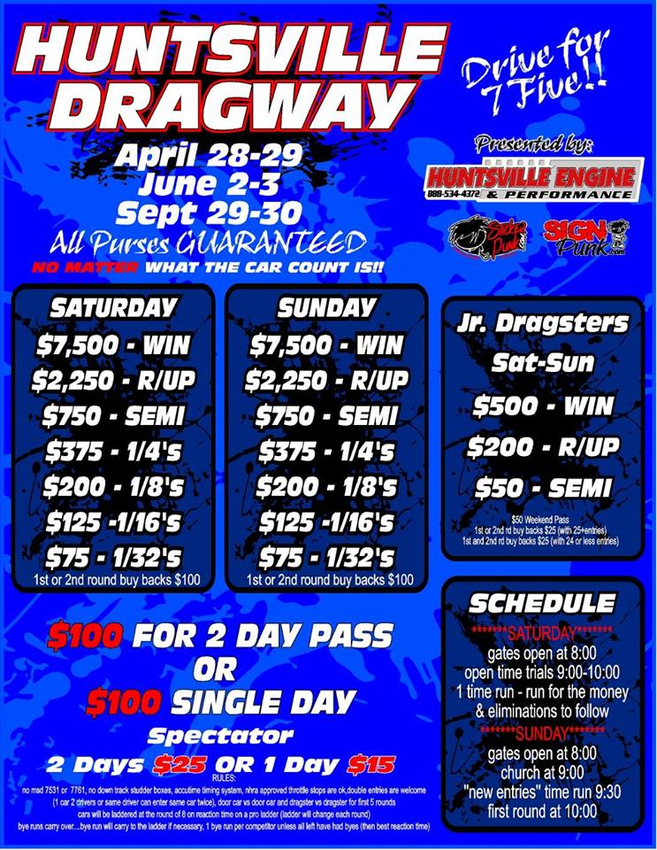 Huntsville Dragway Information Drag Race Results